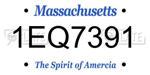 1EQ7391 Massachusetts License Plate