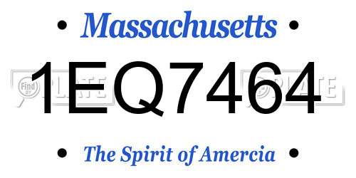 1EQ7464 Massachusetts License Plate