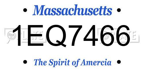 1EQ7466 Massachusetts License Plate