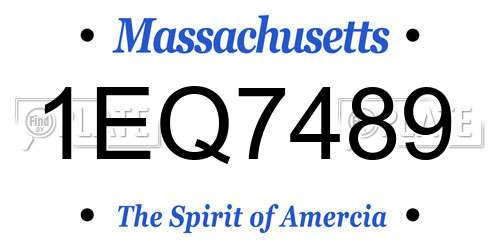 1EQ7489 Massachusetts License Plate