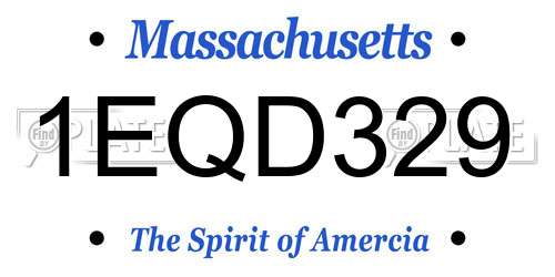 1EQD329 Massachusetts License Plate