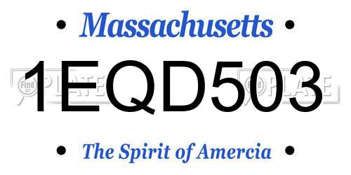 1EQD503 Massachusetts License Plate