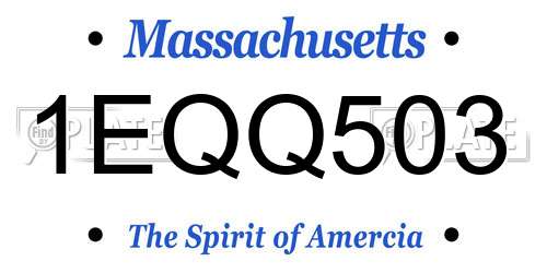 1EQQ503 Massachusetts License Plate