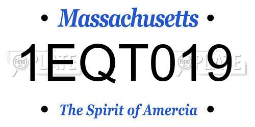 1EQT019 Massachusetts License Plate