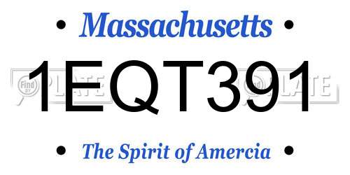 1EQT391 Massachusetts License Plate
