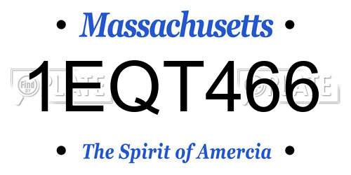 1EQT466 Massachusetts License Plate