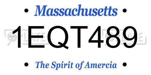1EQT489 Massachusetts License Plate