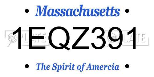 1EQZ391 Massachusetts License Plate