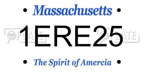 1ERE25 Massachusetts License Plate
