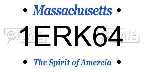 1ERK64 Massachusetts License Plate