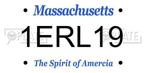 1ERL19 Massachusetts License Plate