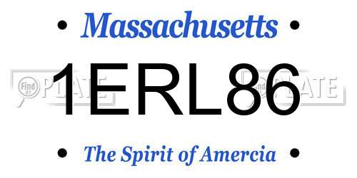 1ERL86 Massachusetts License Plate