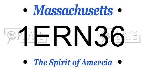 1ERN36 Massachusetts License Plate