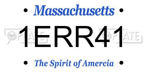 1ERR41 Massachusetts License Plate