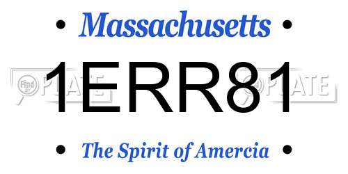 1ERR81 Massachusetts License Plate