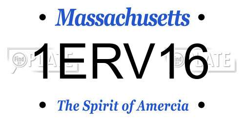 1ERV16 Massachusetts License Plate