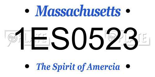 1ES0523 Massachusetts License Plate