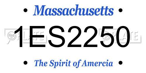 1ES2250 Massachusetts License Plate