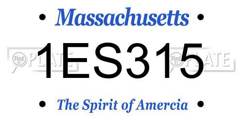 1ES315 Massachusetts License Plate