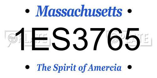 1ES3765 Massachusetts License Plate