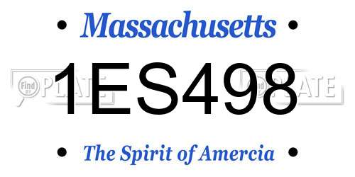 1ES498 Massachusetts License Plate