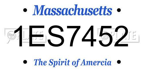 1ES7452 Massachusetts License Plate