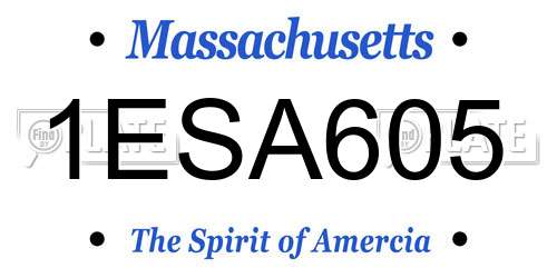 1ESA605 Massachusetts License Plate