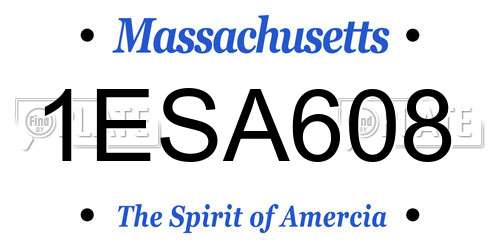 1ESA608 Massachusetts License Plate