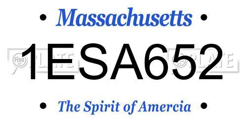 1ESA652 Massachusetts License Plate