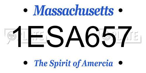 1ESA657 Massachusetts License Plate