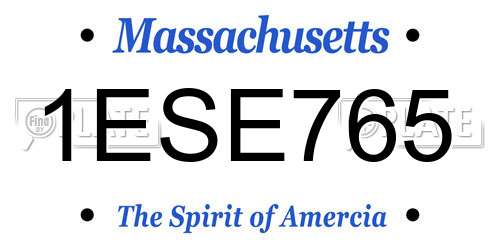 1ESE765 Massachusetts License Plate