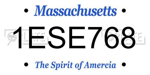 1ESE768 Massachusetts License Plate