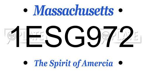 1ESG972 Massachusetts License Plate