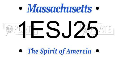 1ESJ25 Massachusetts License Plate