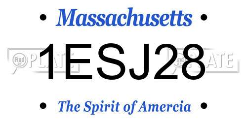 1ESJ28 Massachusetts License Plate