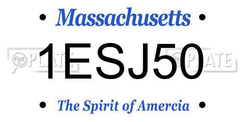 1ESJ50 Massachusetts License Plate