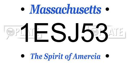 1ESJ53 Massachusetts License Plate