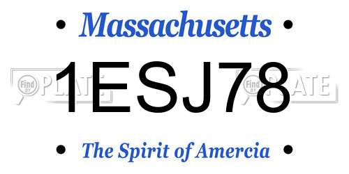 1ESJ78 Massachusetts License Plate