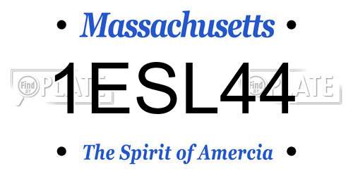 1ESL44 Massachusetts License Plate