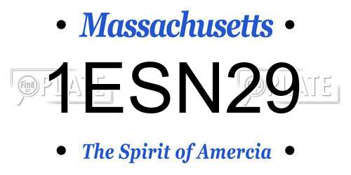 1ESN29 Massachusetts License Plate