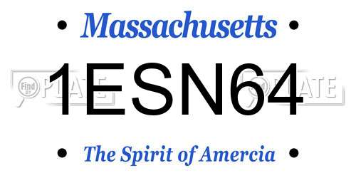 1ESN64 Massachusetts License Plate