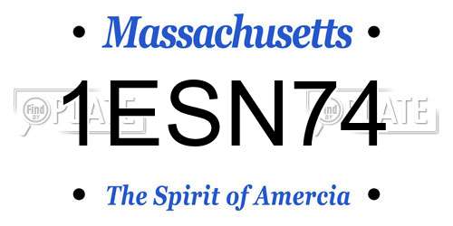 1ESN74 Massachusetts License Plate