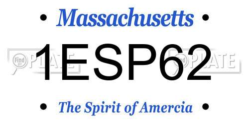 1ESP62 Massachusetts License Plate