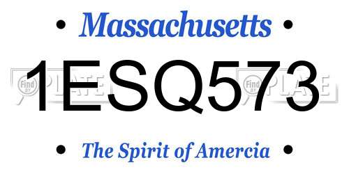1ESQ573 Massachusetts License Plate
