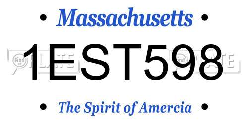 1EST598 Massachusetts License Plate