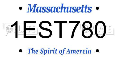 1EST780 Massachusetts License Plate