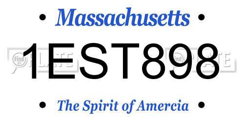 1EST898 Massachusetts License Plate