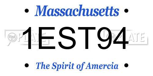 1EST94 Massachusetts License Plate
