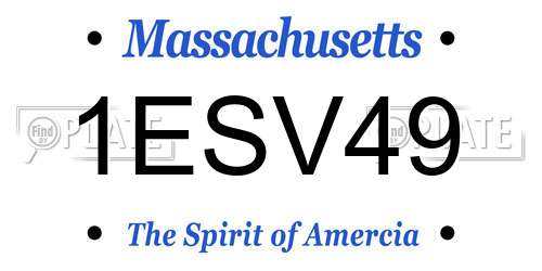 1ESV49 Massachusetts License Plate