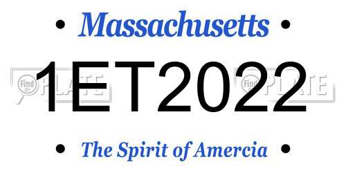 1ET2022 Massachusetts License Plate